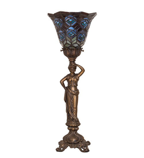 Meyda Lighting Lighting 20" High Tiffany Peacock Feather Accent Lamp