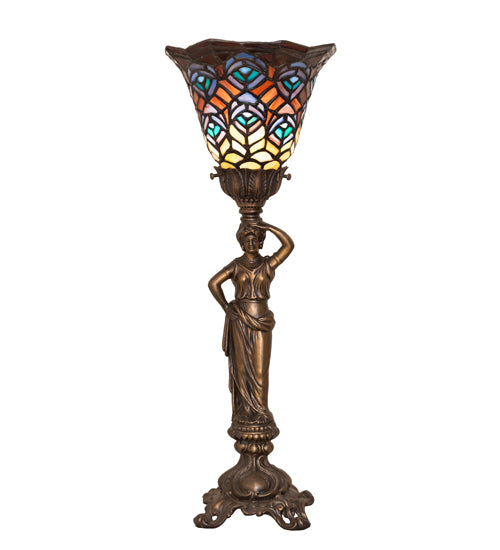 Meyda Lighting Lighting 20" High Tiffany Peacock Feather Accent Lamp