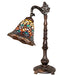 Meyda Lighting Lighting 20" High Tiffany Peacock Feather Bridge Arm Table Lamp