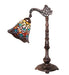 Meyda Lighting Lighting 20" High Tiffany Peacock Feather Bridge Arm Table Lamp