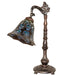 Meyda Lighting Lighting 20" High Tiffany Peacock Feather Bridge Arm Table Lamp