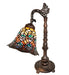 Meyda Lighting Lighting 20" High Tiffany Peacock Feather Bridge Arm Table Lamp