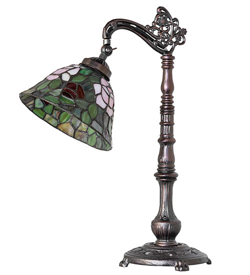 Meyda Lighting Lighting 20" High Tiffany Rosebush Bridge Arm Desk Lamp
