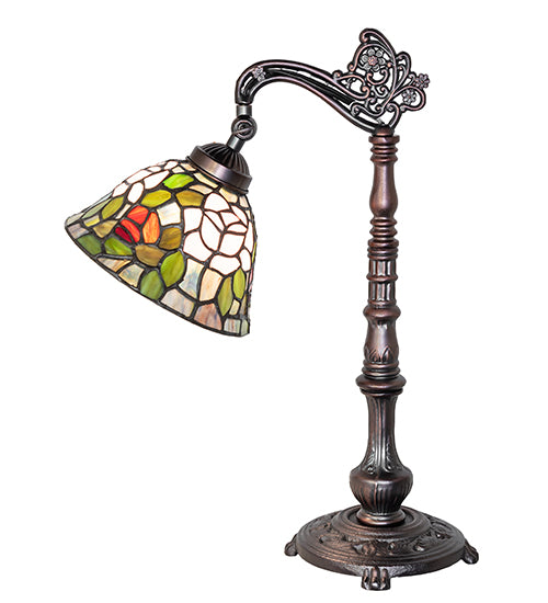 Meyda Lighting Lighting 20" High Tiffany Rosebush Bridge Arm Desk Lamp