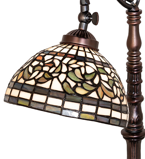 Meyda Lighting Lighting 20" High Tiffany Turning Leaf Bridge Arm Table Lamp