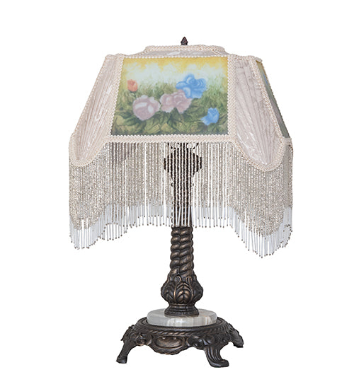 Meyda Lighting Lighting 21" High Reverse Painted Roses Table Lamp