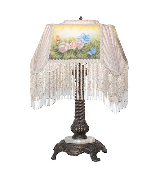 Meyda Lighting Lighting 21" High Reverse Painted Roses Table Lamp