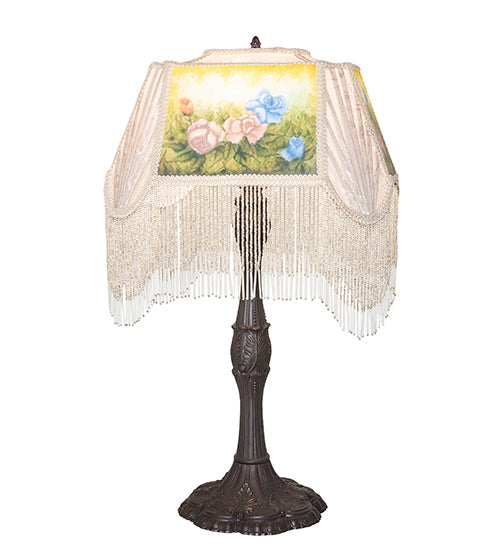 Meyda Lighting Lighting 21" High Reverse Painted Roses Table Lamp