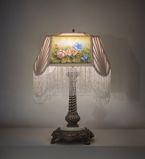 Meyda Lighting Lighting 21" High Reverse Painted Roses Table Lamp