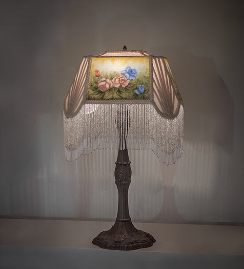 Meyda Lighting Lighting 21" High Reverse Painted Roses Table Lamp