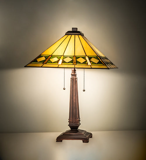 Meyda Lighting Lighting 23" High Diamond Band Mission Table Lamp