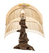 Meyda Lighting Lighting 23" High Reverse Painted Roses Fabric with Fringe Table Lamp