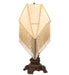 Meyda Lighting Lighting 23" High Reverse Painted Roses Fabric with Fringe Table Lamp