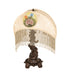 Meyda Lighting Lighting 23" High Reverse Painted Roses Fabric with Fringe Table Lamp