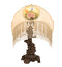 Meyda Lighting Lighting 23" High Reverse Painted Roses Fabric with Fringe Table Lamp