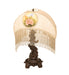 Meyda Lighting Lighting 23" High Reverse Painted Roses Fabric with Fringe Table Lamp
