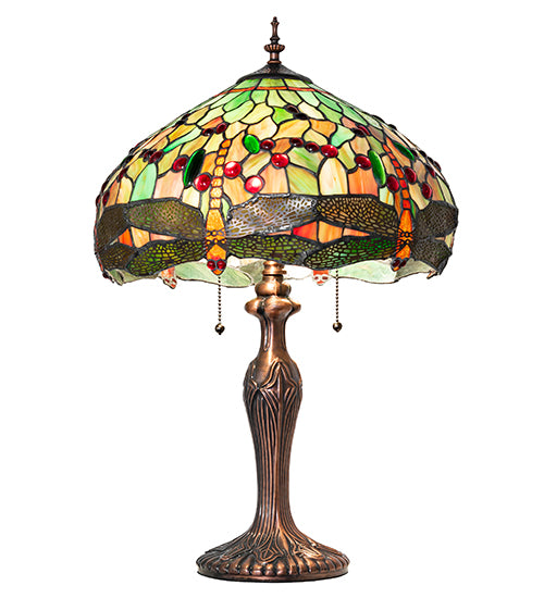 Meyda Lighting Lighting 23" High Tiffany Hanginghead Dragonfly Table Lamp