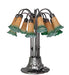 Meyda Lighting Lighting 24" High Amber/Green Tiffany Pond Lily 12 Light Table Lamp
