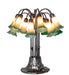 Meyda Lighting Lighting 24" High Amber/Green Tiffany Pond Lily 12 Light Table Lamp