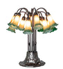 Meyda Lighting Lighting 24" High Amber/Green Tiffany Pond Lily 12 Light Table Lamp