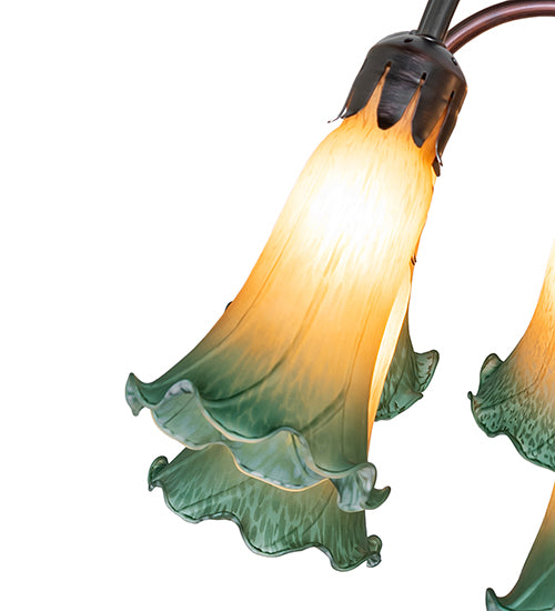 Meyda Lighting Lighting 24" High Amber/Green Tiffany Pond Lily 12 Light Table Lamp