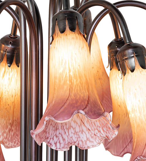 Meyda Lighting Lighting 24" High Amber/Purple Tiffany Pond Lily 12 Light Table Lamp