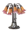 Meyda Lighting Lighting 24" High Amber/Purple Tiffany Pond Lily 12 Light Table Lamp