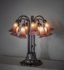 Meyda Lighting Lighting 24" High Amber/Purple Tiffany Pond Lily 12 Light Table Lamp