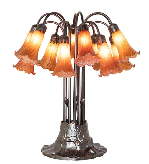 Meyda Lighting Lighting 24" High Amber Tiffany Pond Lily 12 Light Table Lamp