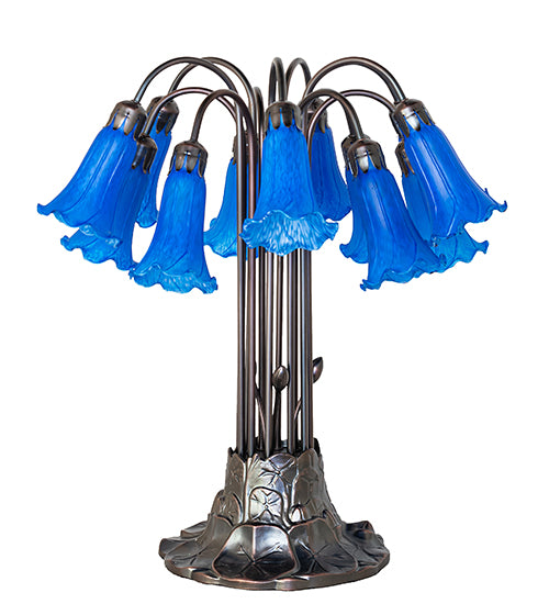 Meyda Lighting Lighting 24" High Blue Tiffany Pond Lily 12 Light Table Lamp