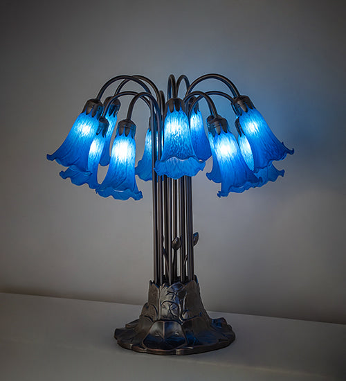 Meyda Lighting Lighting 24" High Blue Tiffany Pond Lily 12 Light Table Lamp