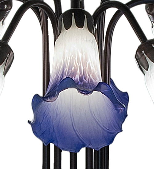 Meyda Lighting Lighting 24" High Blue/White Tiffany Pond Lily 10 Light Table Lamp