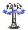 Meyda Lighting Lighting 24" High Blue/White Tiffany Pond Lily 12 Light Table Lamp