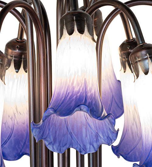 Meyda Lighting Lighting 24" High Blue/White Tiffany Pond Lily 12 Light Table Lamp