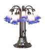 Meyda Lighting Lighting 24" High Blue/White Tiffany Pond Lily 12 Light Table Lamp