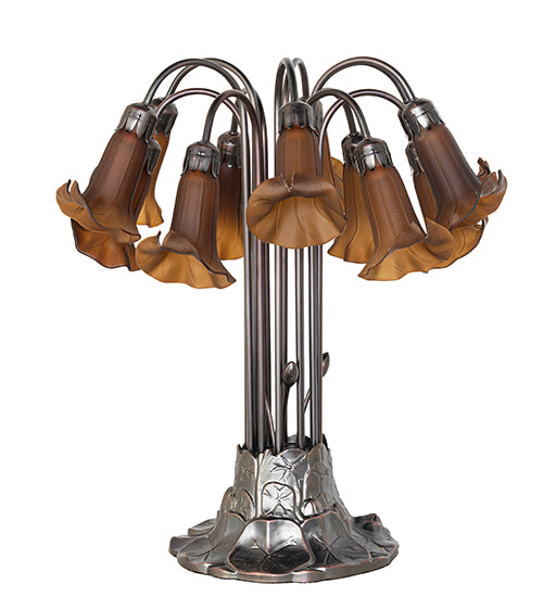 Meyda Lighting Lighting 24" High Dark Amber Tiffany Pond Lily 12 Light Table Lamp