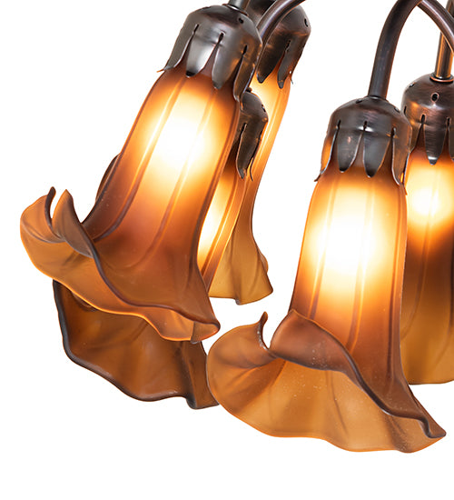 Meyda Lighting Lighting 24" High Dark Amber Tiffany Pond Lily 12 Light Table Lamp