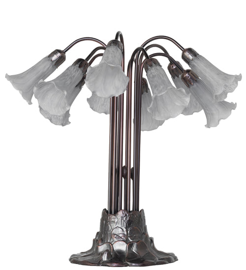 Meyda Lighting Lighting 24" High Gray Tiffany Pond Lily 10 Light Table Lamp