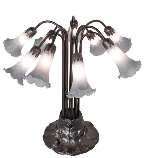 Meyda Lighting Lighting 24" High Gray Tiffany Pond Lily 10 Light Table Lamp
