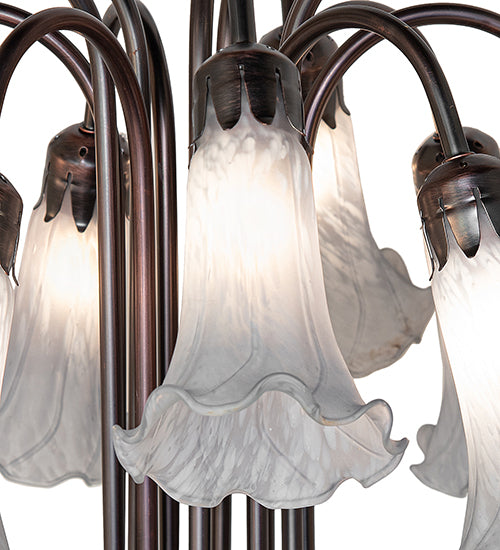 Meyda Lighting Lighting 24" High Gray Tiffany Pond Lily 12 Light Table Lamp