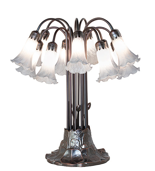 Meyda Lighting Lighting 24" High Gray Tiffany Pond Lily 12 Light Table Lamp
