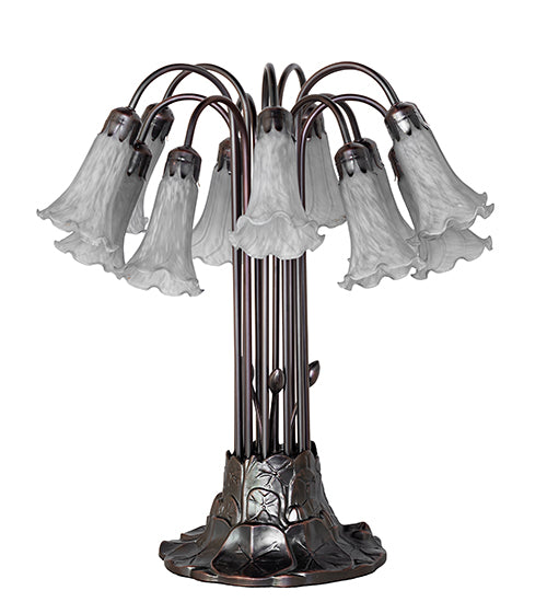 Meyda Lighting Lighting 24" High Gray Tiffany Pond Lily 12 Light Table Lamp