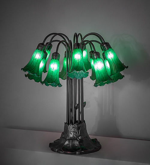 Meyda Lighting Lighting 24" High Green Tiffany Pond Lily 12 Light Table Lamp