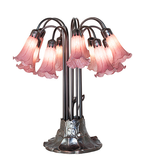 Meyda Lighting Lighting 24" High Lavender Tiffany Pond Lily 12 Light Table Lamp