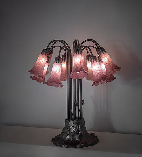 Meyda Lighting Lighting 24" High Lavender Tiffany Pond Lily 12 Light Table Lamp