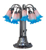Meyda Lighting Lighting 24" High Pink/Blue Tiffany Pond Lily 12 Light Table Lamp