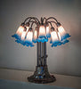 Meyda Lighting Lighting 24" High Pink/Blue Tiffany Pond Lily 12 Light Table Lamp