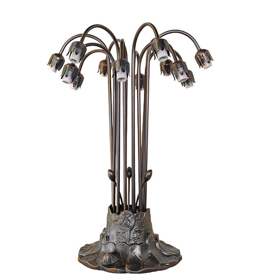Meyda Lighting Lighting 24" High Pink/Blue Tiffany Pond Lily 12 Light Table Lamp