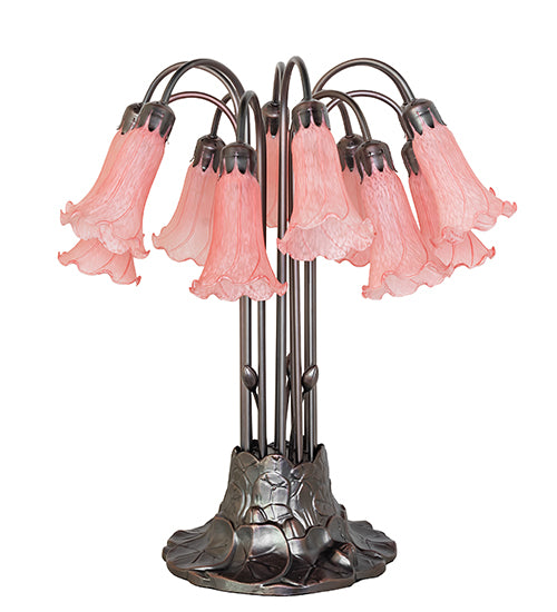 Meyda Lighting Lighting 24" High Pink Tiffany Pond Lily 12 Light Table Lamp
