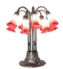 Meyda Lighting Lighting 24" High Pink/White Tiffany Pond Lily 12 Light Table Lamp